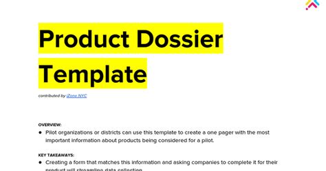 what is a product dossier